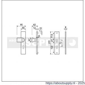 Ami VHB 251/50-144 veiligheidsvoordeur-knoplangschildgarnituur SKG*** VHB 251/50 profielcilinder PC 72 knop Varo 144 F1 profielcilinder PC 72 en zonder deurkruk deurdikte 53-57 mm - S10901063 - afbeelding 2