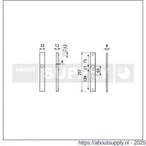 Ami VHB 251/32 veiligheidssmalschild SKG** VHB 251/32 buiten blind binnen profielcilinder PC 55 F1 deurdikte 53-57 mm - S10901562 - afbeelding 2