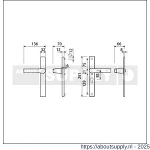 Ami VHB 251/32-379 veiligheids Rotaveer kruk-kruk smalschildgarnituur SKG** VHB deurkruk 379 Rota 251/32 blind F1 en deurkruk 379 Rota 251/32 profielcilinder PC 55 deurdikte 53-57 mm - S10900886 - afbeelding 2