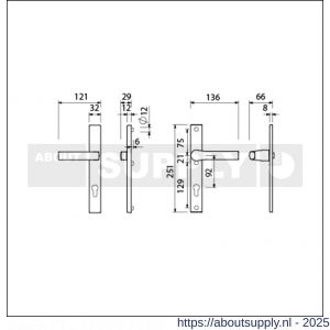 Ami VHB 251/32-353 veiligheids Rotaveer kruk-kruk smalschildgarnituur SKG** VHB 251/32 profielcilinder PC 92 deurkruk 353 vastdraaibaar F1 en deurkruk 379 Rota 251/32 profielcilinder PC 92 deurdikte 53-57 mm - S10900896 - afbeelding 2