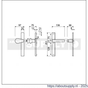 Ami VHB 251/32-173-379 veiligheids Rotaveer knop-kruk smalschildgarnituur SKG** VHB knop 173 Rota 251/32 blind F1 en deurkruk 379 Rota 251/32 blind deurdikte 53-57 mm - S10901758 - afbeelding 2
