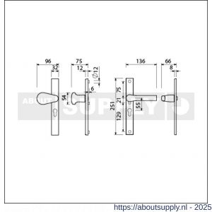 Ami VHB 251/32-173-379 veiligheids Rotaveer knop-kruk smalschildgarnituur SKG** VHB knop 173 Rota 251/32 profielcilinder PC 55 F1 en deurkruk 379 Rota 251/32 profielcilinder PC 55 deurdikte 53-57 mm - S10901759 - afbeelding 2