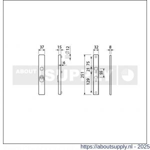 Ami VHB 251/37 KT veiligheidssmalschild SKG*** kerntrekbeveiliging VHB 251/37 buiten kerntrek KT 55 en 251/32 binnen profielcilinder PC 55 F1 deurdikte 53-57 mm - S10901624 - afbeelding 2
