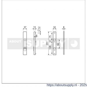 Ami VHB 251/37 KT veiligheidssmalschild SKG*** kerntrekbeveiliging VHB 251/37 buiten kerntrek KT 92 en 251/32 binnen profielcilinder PC 92 F1 deurdikte 53-57 mm - S10901626 - afbeelding 2