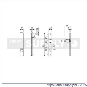 Ami VHB 251/37-379 KT veiligheids Rotaveer kruk-kruk smalschildgarnituur SKG*** kerntrekbeveiliging VHB 251/37 zonder krukgat KT 92 F1 en deurkruk en 379 Rota 251/32 profielcilinder PC 92 deurdikte 53-57 mm - S10901623 - afbeelding 2