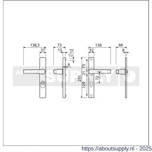 Ami VHB 251/37-379 KT veiligheids Rotaveer kruk-kruk smalschildgarnituur SKG*** kerntrekbeveiliging VHB en deurkruk 379 Rota 251/37 KT 72 F1 en deurkruk 379 Rota 251/32 profielcilinder PC 72 deurdikte 53-57 mm - S10901620 - afbeelding 2