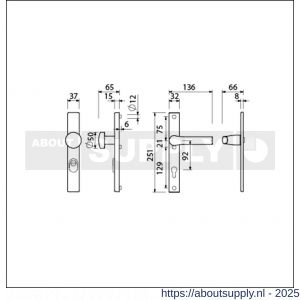 Ami VHB 251/37-169/50 KT veiligheids Rotaveer knop-kruk smalschildgarnituur SKG*** kerntrekbeveiliging VHB 251/37 KT 92 knop 169/50 F1 en deurkruk 379 Rota 251/32 profielcilinder PC 92 deurdikte 53-57 mm - S10901616 - afbeelding 1