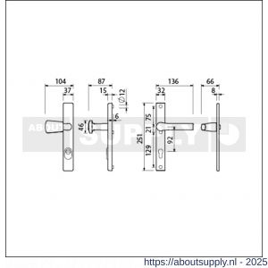 Ami VHB 251/37-166 KT veiligheids Rotaveer knop-kruk smalschildgarnituur SKG*** kerntrekbeveiliging VHB 251/37 KT 92 knop 166 links F1 en deurkruk 379 Rota 251/32 profielcilinder PC 92 deurdikte 53-57 mm - S10901613 - afbeelding 2