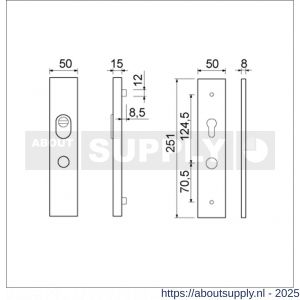 Ami VHB 251/15 KT senioren veiligheidlangschild SKG*** kerntrekbeveiliging omkeer VHB 251/50/15 buiten KT 72 omkeer binnen profielcilinder PC 72 omkeer F1 deurdikte 38-42 mm - S10901520 - afbeelding 1