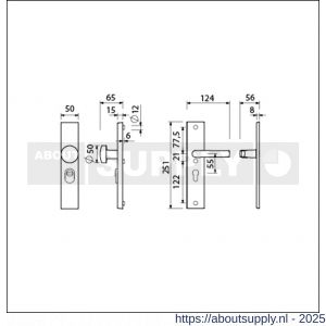 Ami VHB 251/15-169/50 KT veiligheidsvoordeur-knoplangschildgarnituur SKG*** kerntrekbeveiliging VHB 251/50/15 KT 55 knop 169/50 en deurkruk 332 profielcilinder PC 55 F1 deurdikte 38-42 mm - S10901339 - afbeelding 2