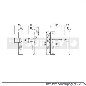 Ami VHB 251/15-144 KT veiligheidsvoordeur-knoplangschildgarnituur SKG*** kerntrekbeveiliging VHB 251/50/15 KT 72 knop 144 en deurkruk 332 profielcilinder PC 72 F1 deurdikte 38-42 mm - S10901328 - afbeelding 2