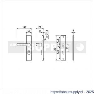 Ami VHB 251/15-379 KT veiligheids Rotaveer kruk-kruk langschildgarnituur SKG*** kerntrekbeveiliging VHB 251/50/15 KT 72 Rota kruk 379 profielcilinder PC 72 F1 deurdikte 38-42 mm - S10901234 - afbeelding 2