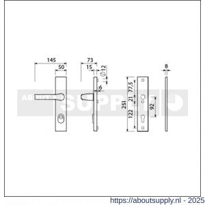 Ami VHB 251/15-379 KT veiligheids Rotaveer kruk-kruk langschildgarnituur SKG*** kerntrekbeveiliging VHB 251/50/15 KT 92 Rota kruk 379 profielcilinder PC 92 F1 deurdikte 53-57 mm - S10901237 - afbeelding 2