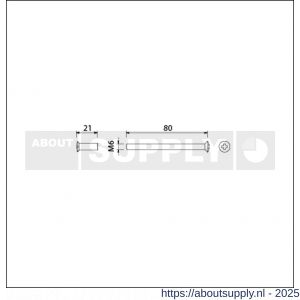 Ami patentbout compleet met huls RVS M6x80 mm schroef en huls RVS set 10 stuks - S10900215 - afbeelding 1