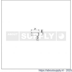 Ami patentbouthuls messing vernikkeld M6x21 mm zonder zaagsnede set 10 stuks - S10900200 - afbeelding 1