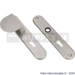 Ami VHB 250/50/1-90/83 veiligheidsvoordeur-duwerlangschildgarnituur SKG*** Archi Design ovaal VHB 250/50/1 profielcilinder PC 55 deurduwer 90/83 links en zonder deurkruk Irox deurdikte 38-42 mm - S10901026 - afbeelding 3