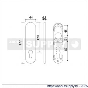 Ami 177/1 Klik kortschild aluminium zonder krukgat profielcilinder PC 72 F1 - S10900532 - afbeelding 5