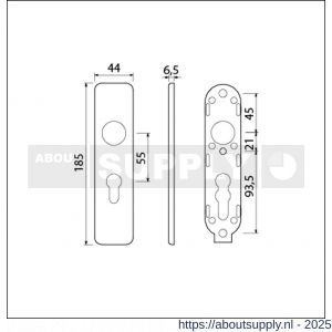 Ami 185/44 Klik kortschild aluminium profielcilinder PC 55 F1 - S10900592 - afbeelding 5