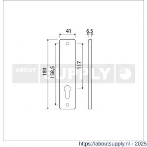 Ami 180/41 RH kortschild aluminium rondhoek zonder krukgat profielcilinder PC 72 F1 - S10900559 - afbeelding 6