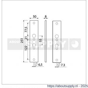 Ami 251/50/8 langschild aluminium profielcilinder PC 55 F1 R6,5/R7,3 - S10900683 - afbeelding 5