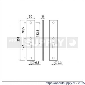 Ami 251/50/8 langschild aluminium zonder krukgat profielcilinder PC 55 F1 R6,5/R7,3 - S10900687 - afbeelding 5