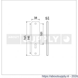 Ami 165/4 RH kortschild aluminium rondhoek zonder krukgat sleutelgat SLG 56 F1 - S10900509 - afbeelding 2