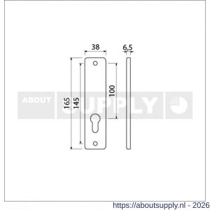 Ami 165/4 RH kortschild aluminium rondhoek zonder krukgat profielcilinder PC 55 F1 - S10900510 - afbeelding 2