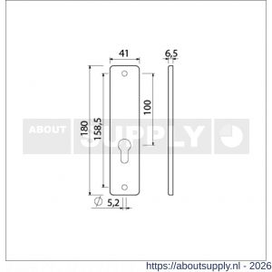 Ami 180/41 RH kortschild aluminium rondhoek zonder krukgat profielcilinder PC 55 F1 - S10901780 - afbeelding 2