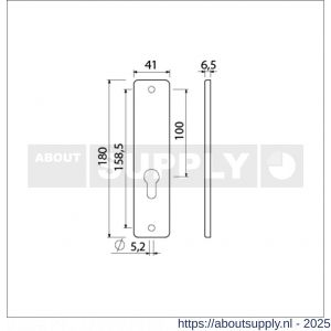Ami 180/41 RH kortschild aluminium rondhoek zonder krukgat profielcilinder PC 55 F2 - S10900572 - afbeelding 6