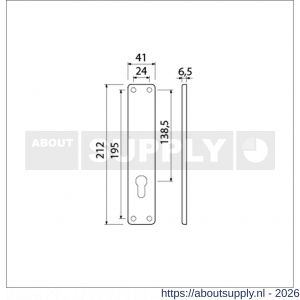 Ami 212/41 RH langschild aluminium rondhoek zonder krukgat profielcilinder PC 72 F1 - S10900637 - afbeelding 2