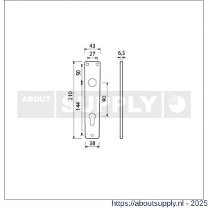 Ami 218/3 RH langschild aluminium rondhoek profielcilinder PC 90 F2 - S10900666 - afbeelding 5