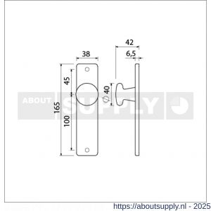 Ami 165/4 RH knopkortschild aluminium rondhoek knop 160/40 vast kortschild 165/4 RH blind F1 - S10900705 - afbeelding 4
