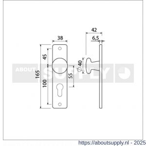 Ami 165/4 RH knopkortschild aluminium rondhoek knop 160/40 vast kortschild 165/4 RH profielcilinder PC 55 F1 - S10900707 - afbeelding 5