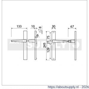 Ami 245/30-357 smalschild-kruk-kruk garnituur deurkruk 357 vastdraaibaar 245/30 blind M5/R6,5 F1 deurdikte 53-57 mm - S10900144 - afbeelding 2