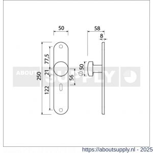 Ami 250/50/8/1 knoplangschild aluminium knop 169/50 vast langschild 250/50/8/1 sleutelgat SLG 56 R6,5 F1 - S10900757 - afbeelding 6