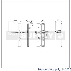 Ami 245/30-357 smalschild-kruk-kruk garnituur deurkruk 357 vastdraaibaar 245/30 profielcilinder PC 72 M5/R6,5 F1 deurdikte 53-57 mm - S10900147 - afbeelding 2