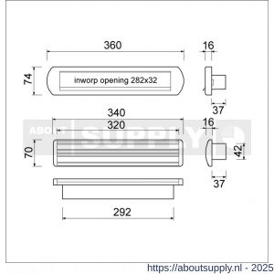 Ami EP 975 briefplaat-tochtklep met schacht aluminium wit RAL 9016 deurdikte 53-57 mm Climate Comfort - S10900034 - afbeelding 5