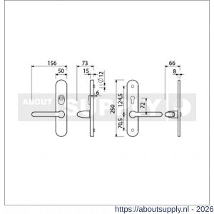 Ami VHB 250/15-386 KT senioren veiligheids Rotaveer kruk-kruk langschildgarnituur SKG*** kerntrekbeveiliging ovaal omkeer VHB 386 Rota250/50/15 kerntrek KT 72 omkeer en profielcilinder PC 72 omkeer F1 deurdikte 38-42 mm - S10901212 - afbeelding 2