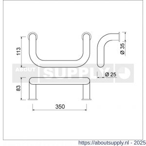 Ami 350 R14 stuk deurgreep dubbelgebogen 350 mm R14 F1 deurdikte 38-61 mm - S10900433 - afbeelding 5