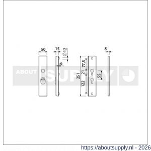 Ami VHB 251/15 KT veiligheidslangschild SKG*** kerntrekbeveiliging VHB 251/50/15 buiten kerntrek KT 55 en binnen profielcilinder PC 55 met deurkruk 332 F1 deurdikte 38-42 mm - S10901493 - afbeelding 2