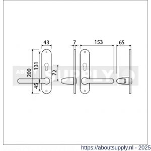 Ami LS 200/1/7-386 kruk-kruk garnituur deurkruk 386 Rota langschild 200/1/7 profielcilinder PC 72 omkeer F1 deurdikte 38-42 mm - S10900130 - afbeelding 4