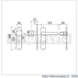 Ami LS 200/1/7-386 kruk-kruk garnituur knop 169/50 vast 200/1/7 profielcilinder PC 72 deurkruk 386 Rota F1 deurdikte 38-42 mm - S10900133 - afbeelding 5