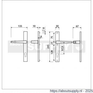 Ami 245/30-357 smalschild-kruk-kruk garnituur deurkruk 357 vastdraaibaar 245/30 profielcilinder PC 97.3 M5/R6,5 F1 deurdikte 53-57 mm - S10900150 - afbeelding 6