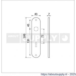 Ami 200/1/7 langschild aluminium Archi Design sleutelgat SLG 72 Irox - S10900695 - afbeelding 5