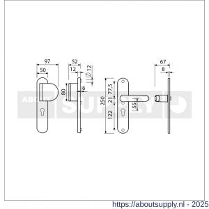 Ami VHB 250/50/1-90/83-378 veiligheids Rotaveer duwer-kruk langschildgarnituur SKG*** Archi Design ovaal VHB 250/50/1 profielcilinder PC 55 deurduwer 90/83 rechts en deurkruk 378 Rota Irox deurdikte 38-42 mm - S10900951 - afbeelding 6