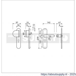 Ami VHB 250/50/1-90/83-378 veiligheids Rotaveer duwer-kruk langschildgarnituur SKG*** Archi Design ovaal VHB 250/50/1 profielcilinder PC 55 deurduwer 90/83 links en deurkruk 378 Rota Irox deurdikte 38-42 mm - S10900950 - afbeelding 6