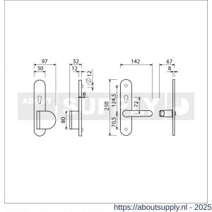 Ami VHB 250/50/1-90/83-378 senioren veiligheids Rotaveer duwer-kruk langschildgarnituur SKG** Archi Design ovaal omkeer VHB 250/50/1 profielcilinder PC 72 omkeer deurduwer 90/83 rechts en deurkruk 378 Rota Irox deurdikte 38-42 - S10900812 - afbeelding 5