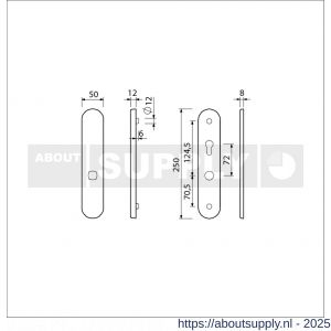 Ami VHB 250/50/1 senioren veiligheidslangschild SKG** Archi Design ovaal omkeer VHB 250/50/1 buiten blind binnen profielcilinder PC 72 omkeer Irox deurdikte 38-42 mm - S10901384 - afbeelding 5