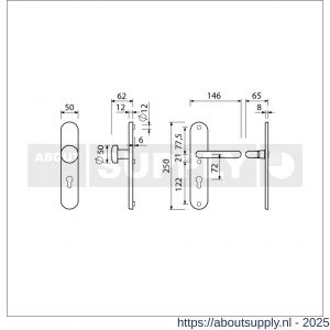 Ami VHB 250/50/1-169/50 veiligheidsvoordeur-knoplangschildgarnituur SKG*** Archi Design ovaal VHB 250/50/1 knop 169/50 profielcilinder PC 72 en deurkruk 356 Irox deurdikte 38-42 mm - S10901054 - afbeelding 6
