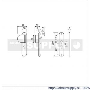 Ami VHB 250/50/1-90/83 veiligheidsvoordeur-duwerlangschildgarnituur SKG*** Archi Design ovaal VHB 250/50/1 profielcilinder PC 55 deurduwer 90/83 links en zonder deurkruk Irox deurdikte 38-42 mm - S10901026 - afbeelding 6